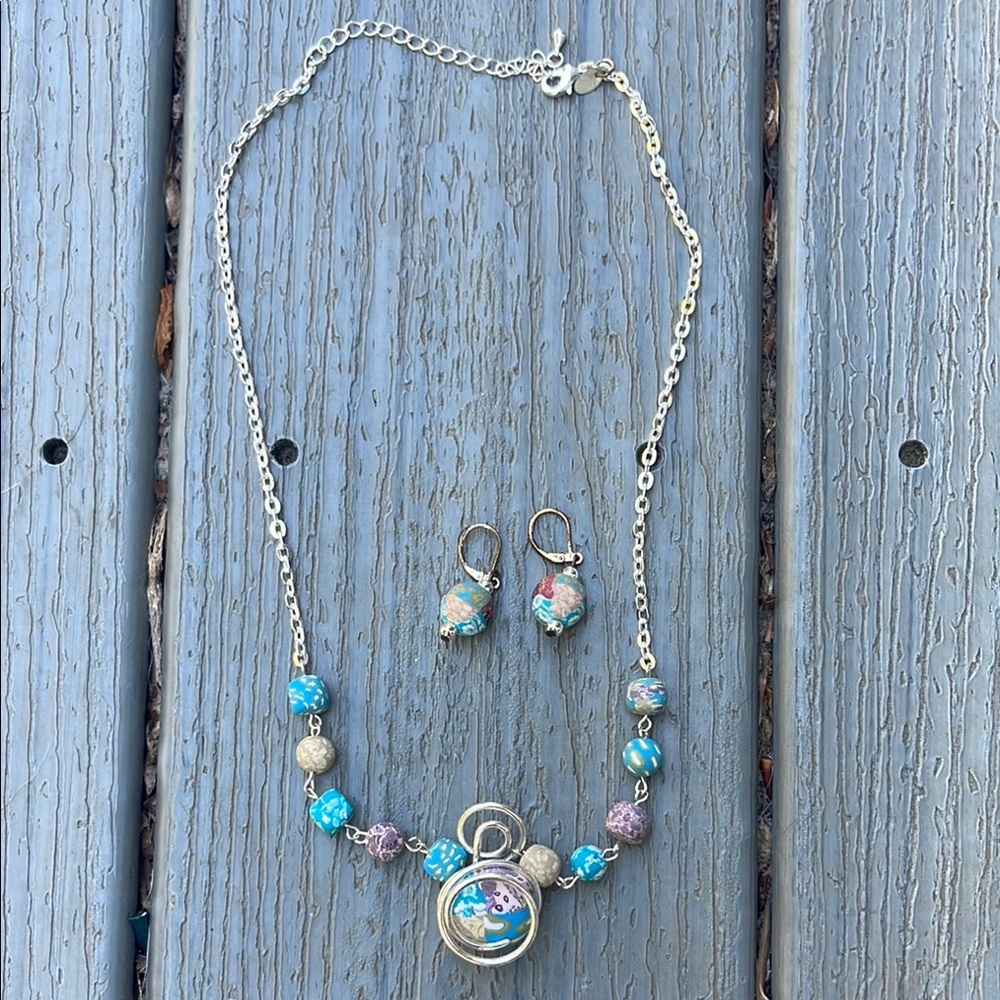 Viva Beads Silver and Colorful Clay Beaded Necklace Set